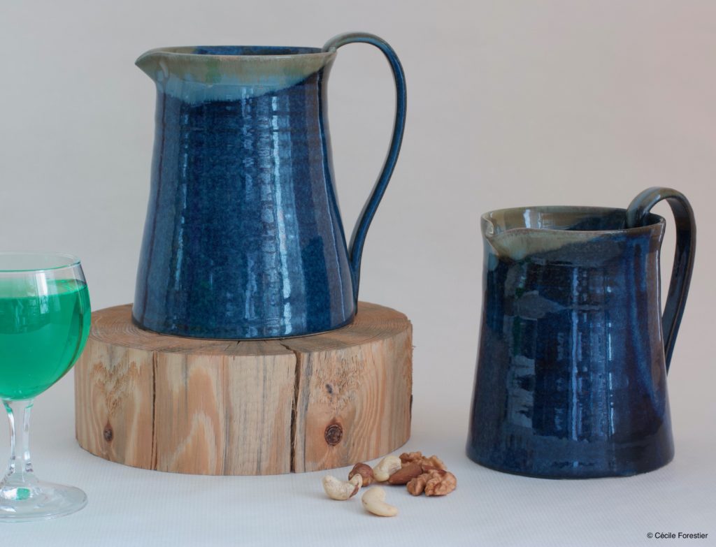 pot à eau grès bleu