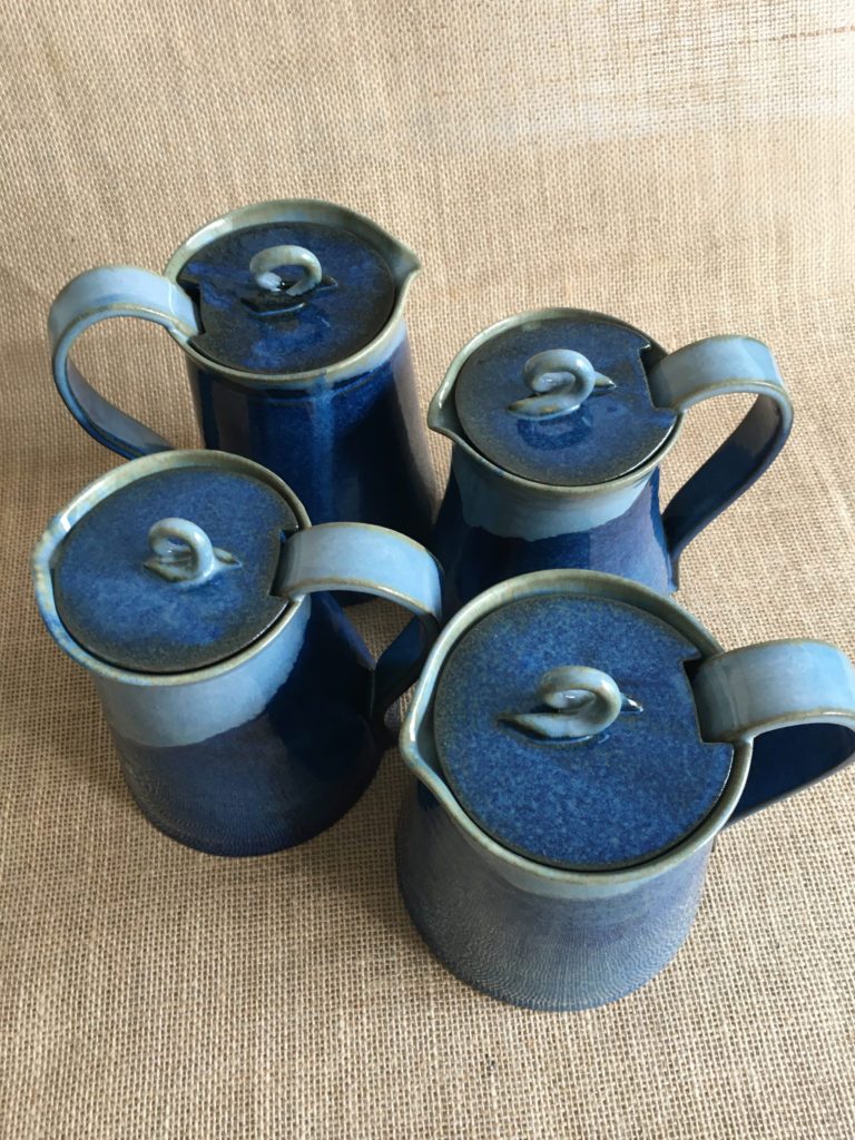 pot à eau théière couvercle bleu