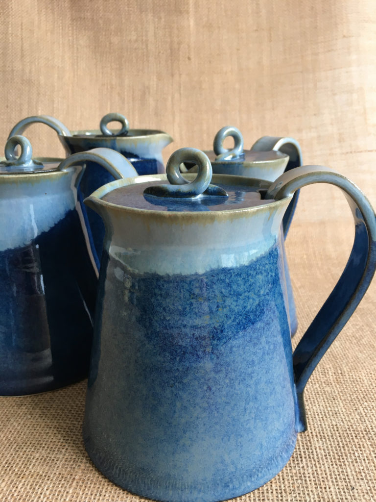 pot à eau théière couvercle bleu